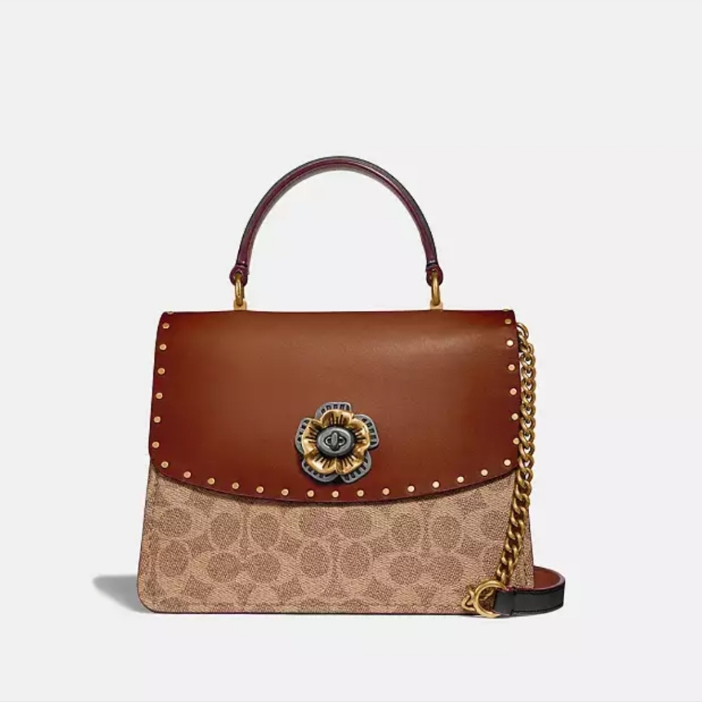 Coach Parker Top Handle In Signature Canvas With … - image 1